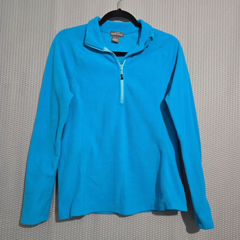 Eddie Bauer Womens Blue 1/4 Zip Pullover Fleece Sweatshirt Size‎ M Gorpcore Gym